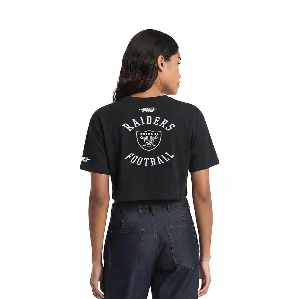 NFL LAS VEGAS RAIDERS CREST EMBLEM WOMEN'S SJ BOXY TEE (BLACK)