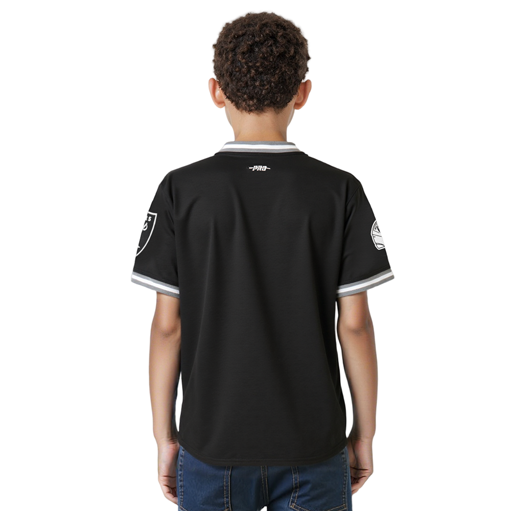 NFL LAS VEGAS RAIDERS CLASSIC BIG BOYS SHORT SLEEVE STRIPED RIB TEE (BLACK/GRAY)