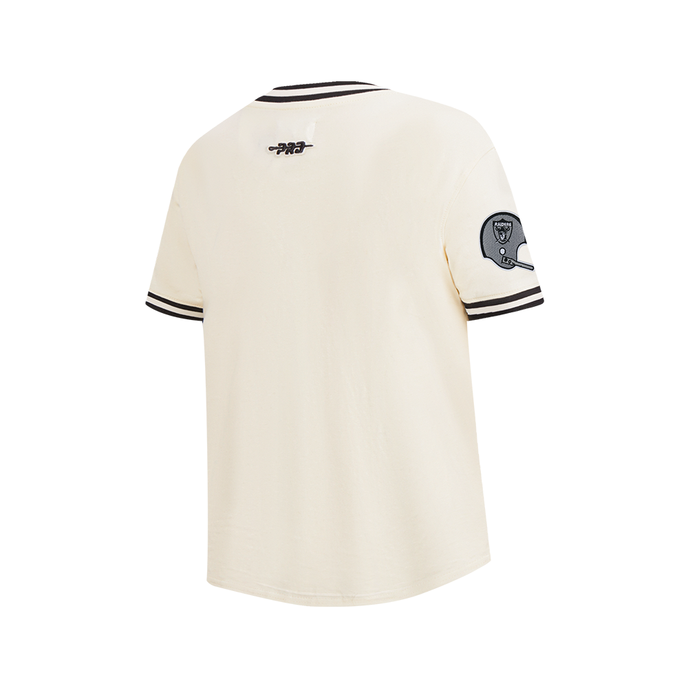 NFL LAS VEGAS RAIDERS RETRO CLASSICS BIG BOY'S SS STRIPED RIB TEE (EGGSHELL/ BLACK)