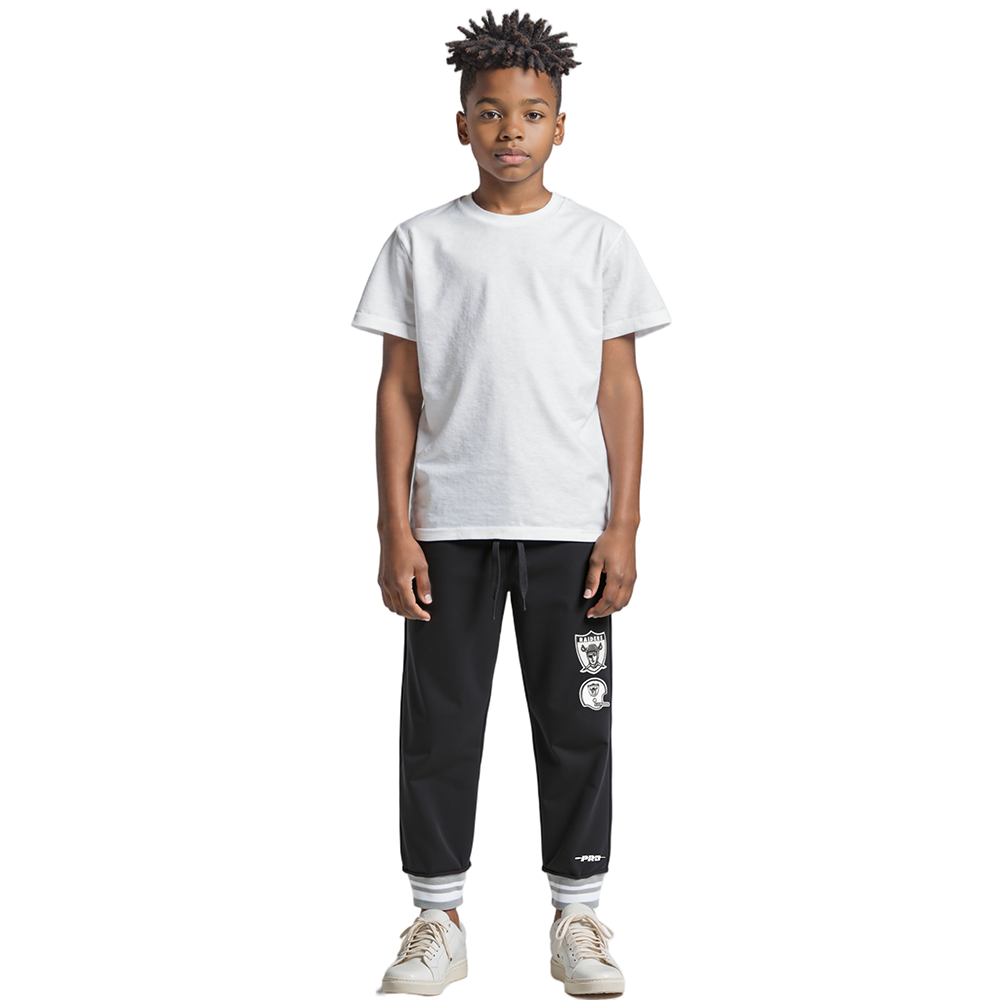 NFL LAS VEGAS RAIDERS RETRO CLASSIC BIG BOYS RIB FLC SWEATPANT (BLACK/GRAY)