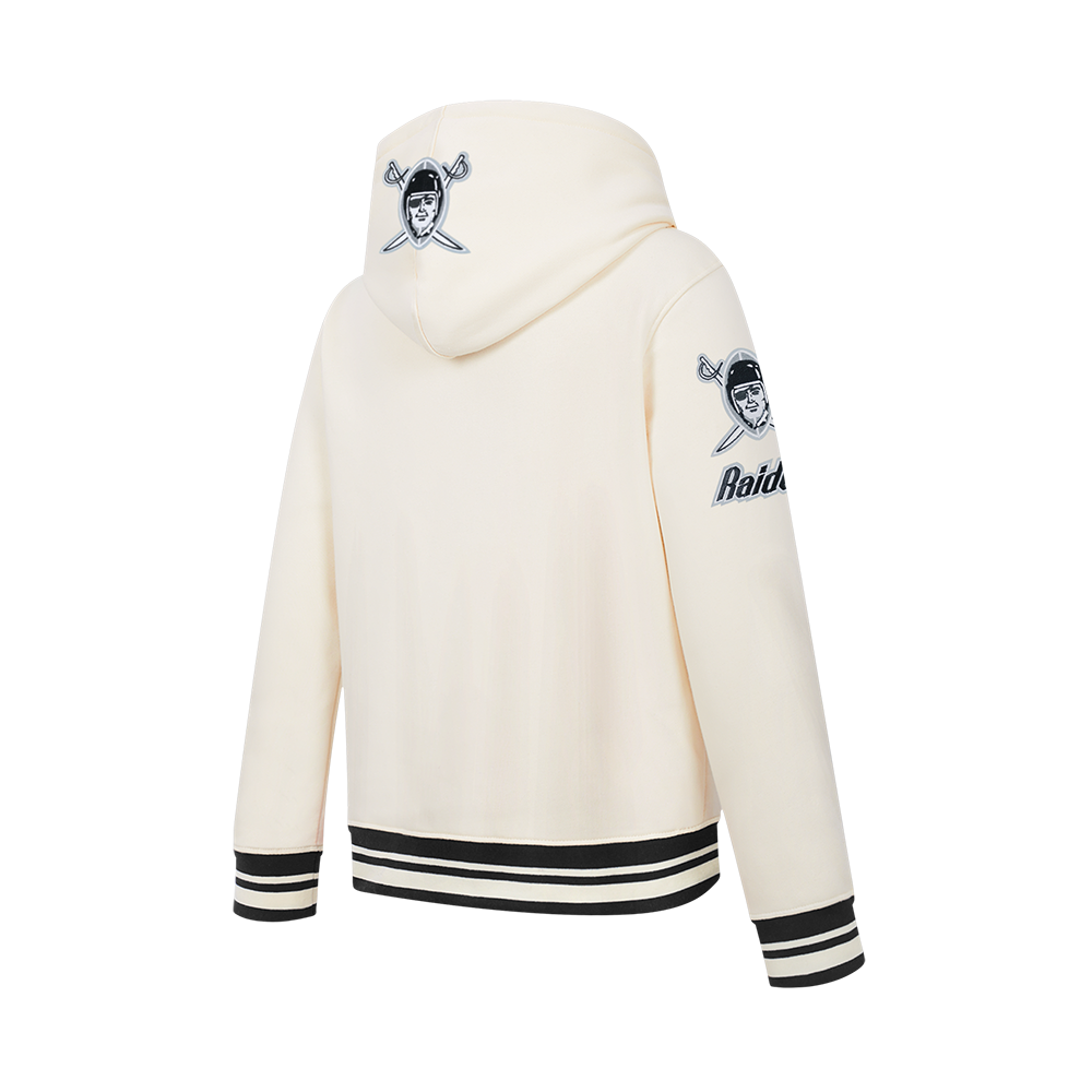 NFL LAS VEGAS RAIDERS RETRO CLASSICS BIG BOY'S RIB FLEECE PO HOODIE (EGGSHELL/ BLACK)