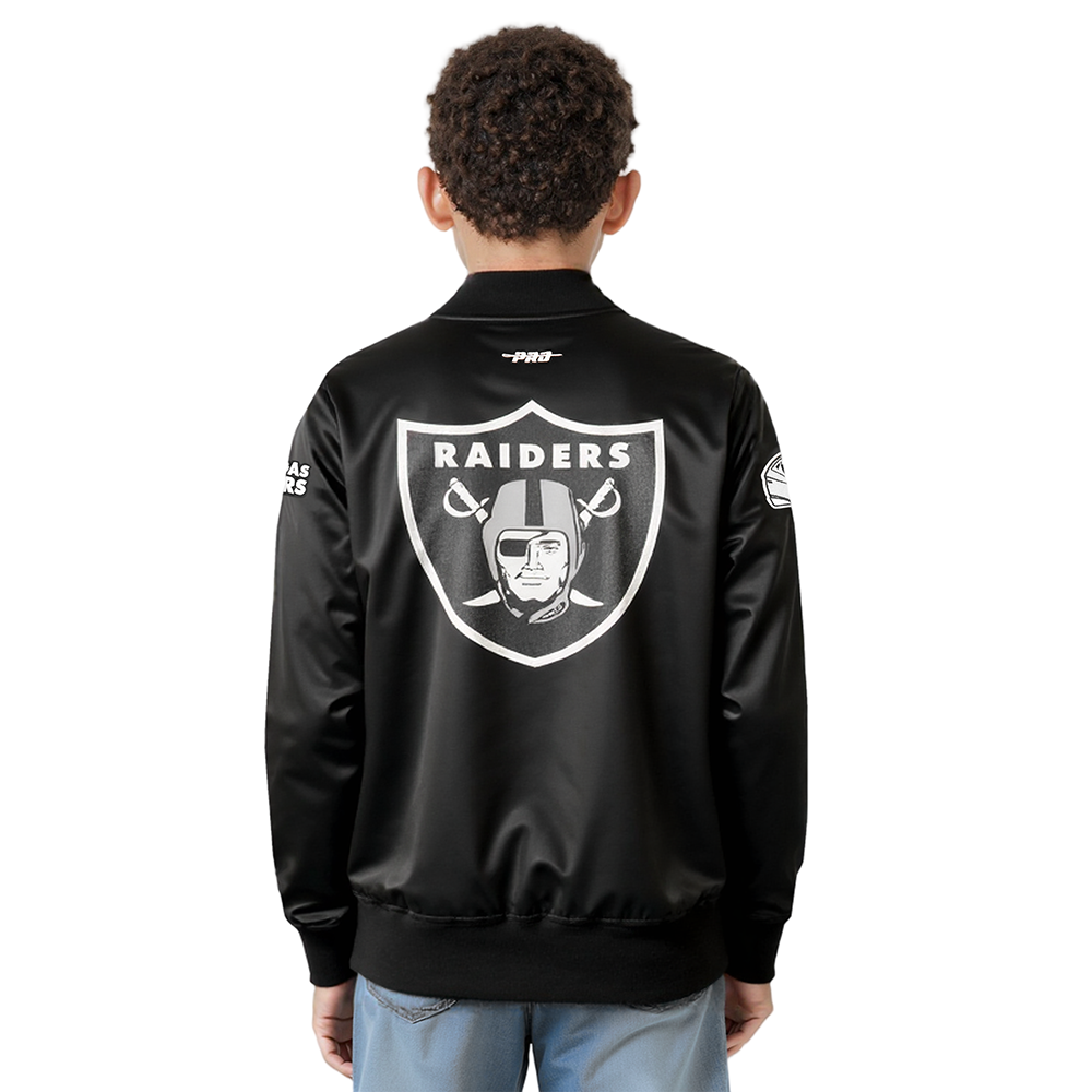 NFL LAS VEGAS RAIDERS CLASSIC BIG BOYS SATIN JACKET (BLACK)