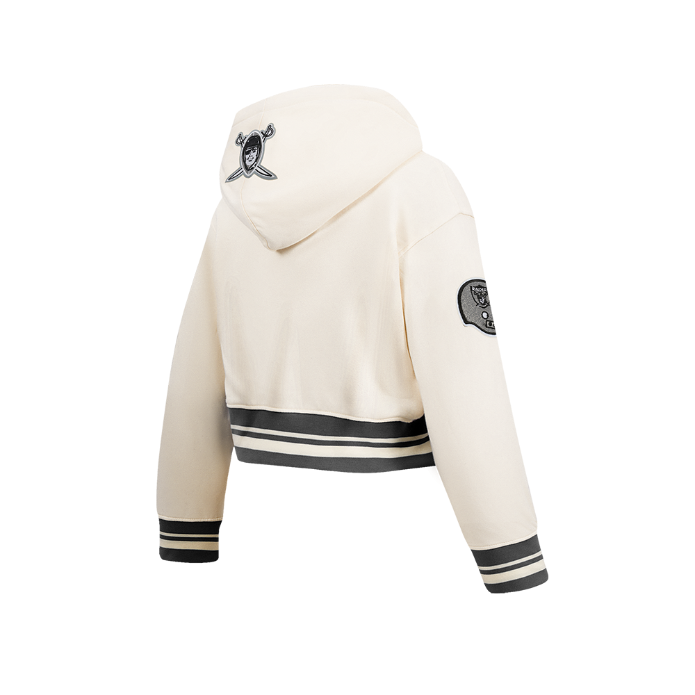 NFL LAS VEGAS RAIDERS RETRO CLASSIC BIG GIRL'S RIB FLC PO HOODIE (EGGSHELL/ BLACK)