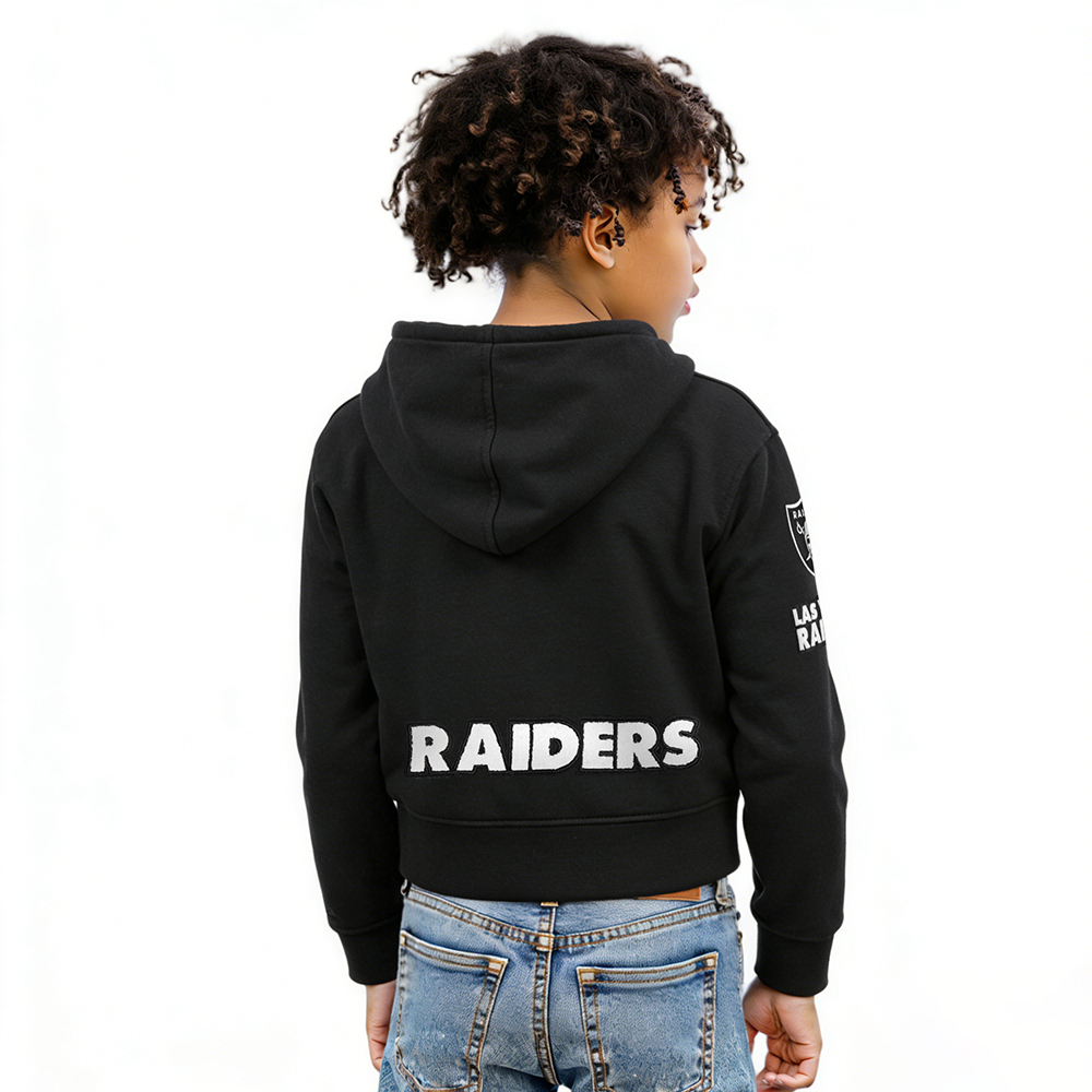 NFL LAS VEGAS RAIDERS CLASSIC BIG GIRL'S FLEECE FULL ZIP HOODIE (BLACK)
