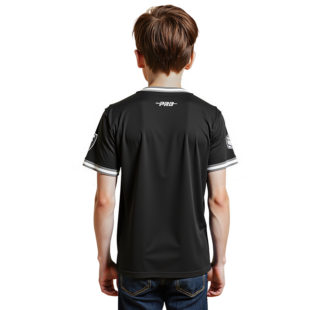 NFL LAS VEGAS RAIDERS CLASSIC LITTLE BOYS SHORT SLEEVE STRIPED RIB TEE (BLACK/GRAY)