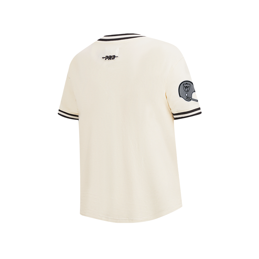 NFL LAS VEGAS RAIDERS RETRO CLASSIC LITTLE BOY'S SS STRIPED RIB TEE (EGGSHELL/ BLACK)