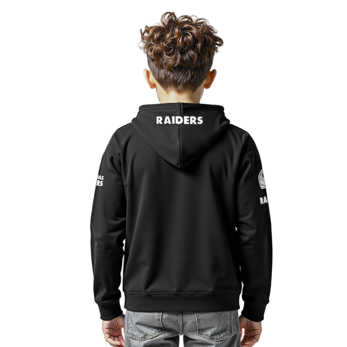NFL LAS VEGAS RAIDERS CLASSIC LITTLE BOYS FLEECE PULLOVER HOODIE (BLACK)