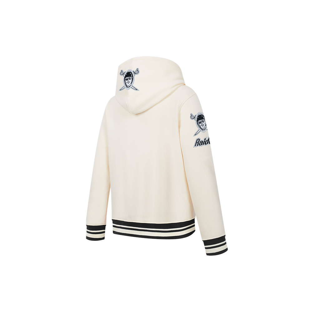 NFL LAS VEGAS RAIDERS RETRO CLASSICS LITTLE BOY'S RIB FLEECE PO HOODIE (EGGSHELL/ BLACK)