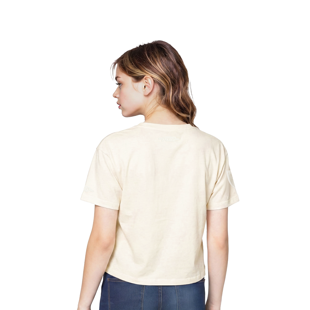 NFL LAS VEGAS RAIDERS NEUTRAL LITTLE GIRLS SHORT SLEEVE BOXY TEE (EGGSHELL)