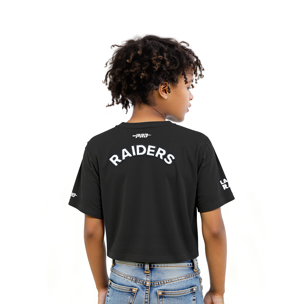NFL LAS VEGAS RAIDERS CLASSIC LITTLE GIRL'S SS BOXY TEE (BLACK)