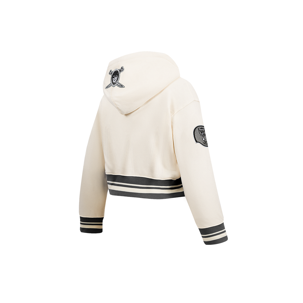 NFL LAS VEGAS RAIDERS RETRO CLASSIC LITTLE GIRL'S RIB FLC PO HOODIE (EGGSHELL/ BLACK)