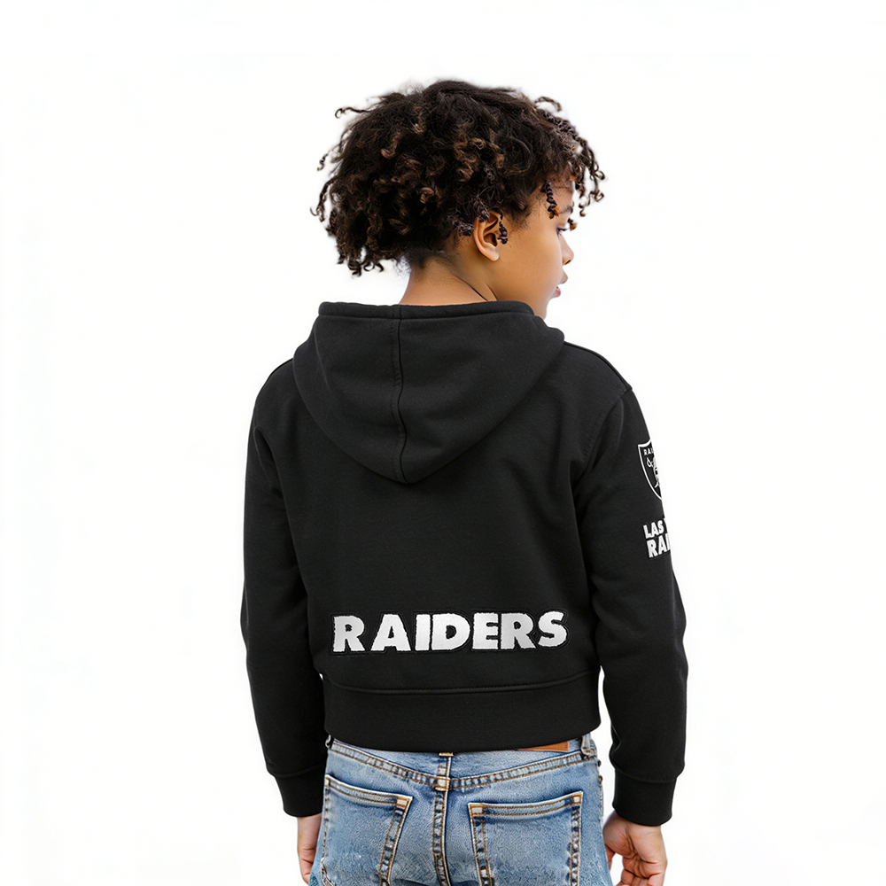 NFL LAS VEGAS RAIDERS CLASSIC LITTLE GIRL'S FLEECE FULL ZIP HOODIE (BLACK)