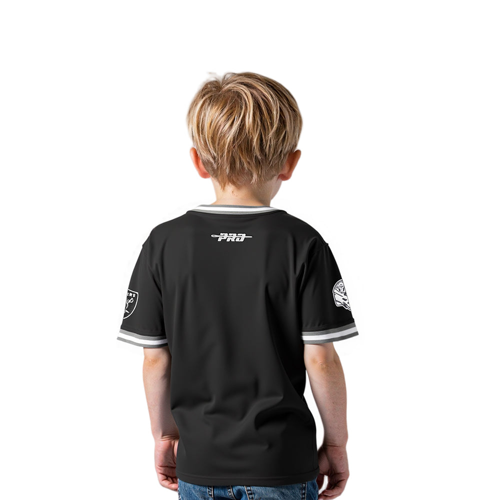 NFL LAS VEGAS RAIDERS CLASSIC TODDLER BOYS SHORT SLEEVE STRIPED RIB TEE (BLACK/GRAY)