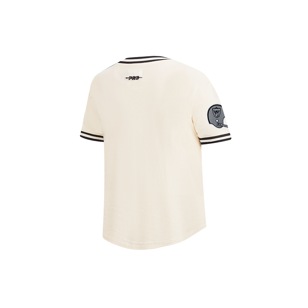 NFL LAS VEGAS RAIDERS RETRO CLASSIC TODDLER BOY'S SS STRIPED RIB TEE (EGGSHELL/ BLACK)