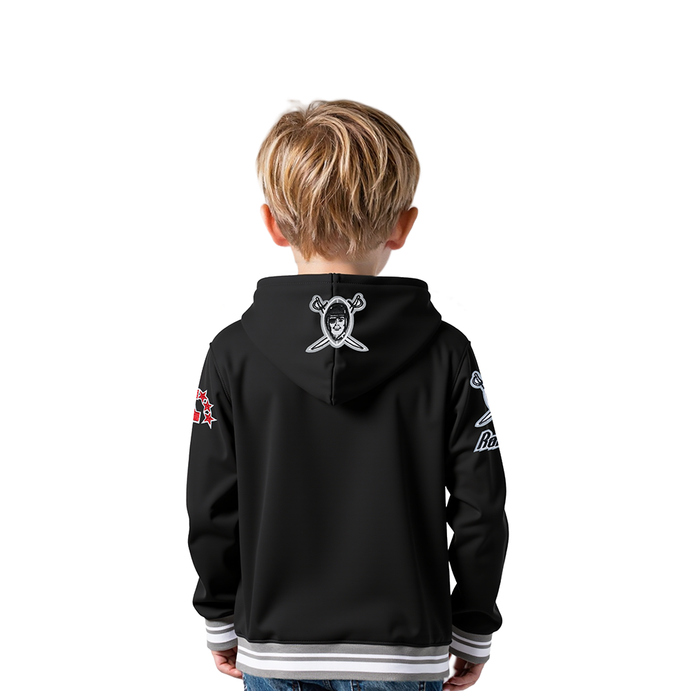 NFL LAS VEGAS RAIDERS RETRO CLASSIC TODDLER BOYS RIB FLEECE PULLOVER HOODIE (BLACK/GRAY)