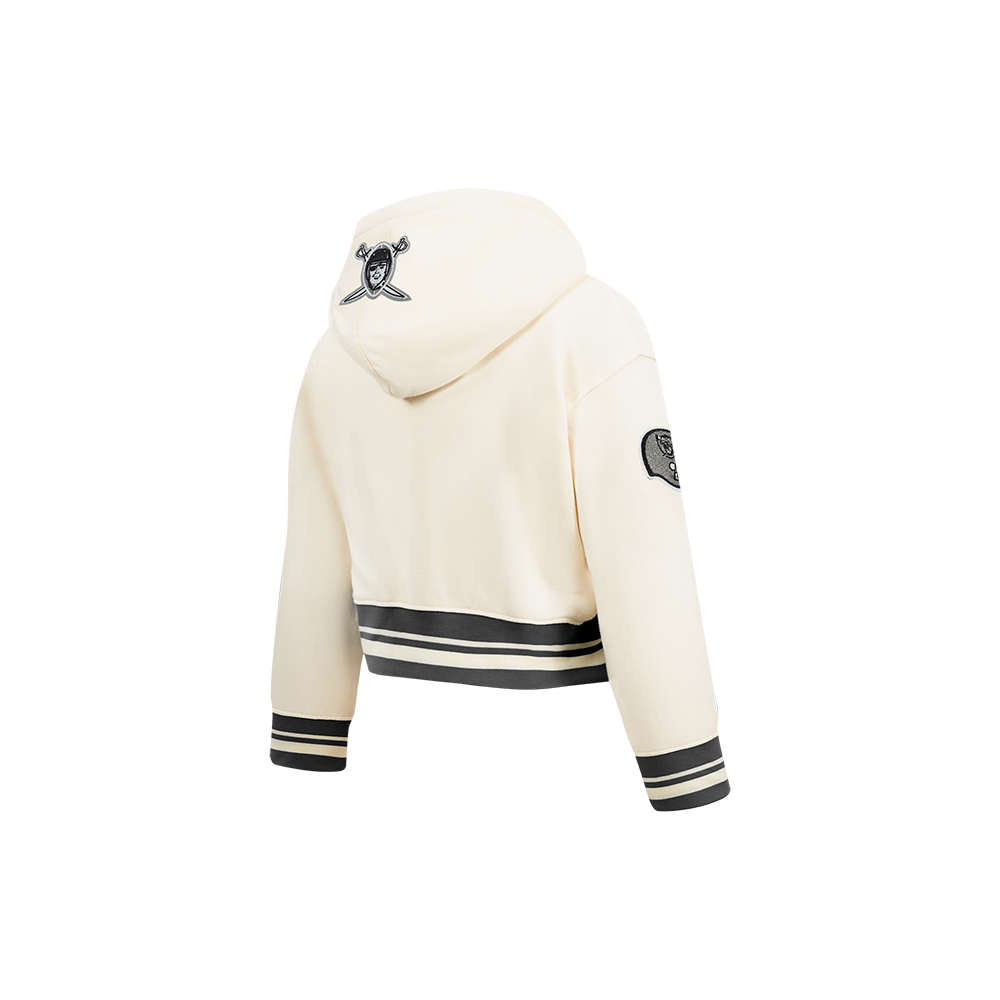 NFL LAS VEGAS RAIDERS RETRO CLASSIC TODDLER GIRL'S RIB FLC PO HOODIE (EGGSHELL/ BLACK)