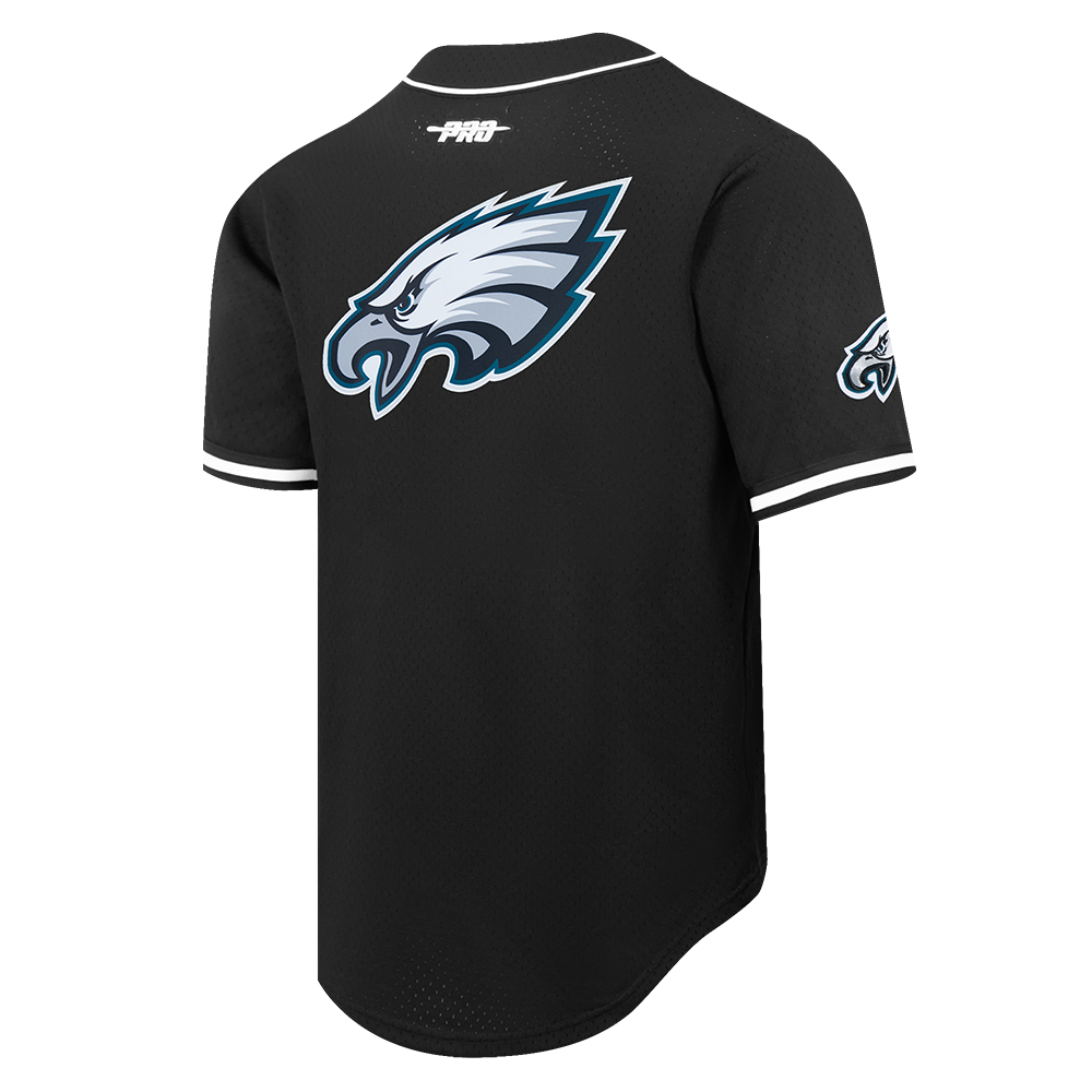 NFL PHILADELPHIA EAGLES SAQUON BARKLEY #26 CLASSIC MESH PNN MEN'S MESH BUTTON DOWN SHIRT (BLACK)