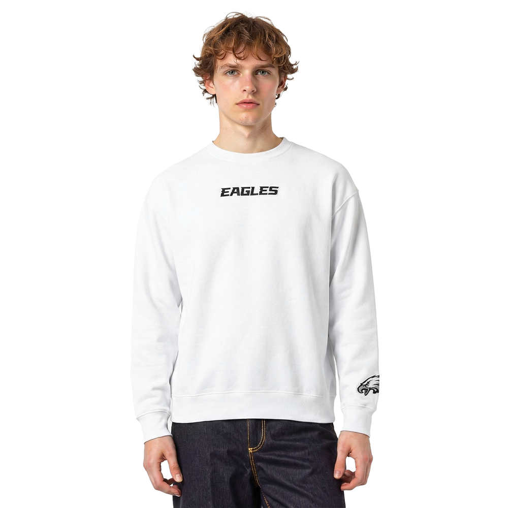 NFL PHILADELPHIA EAGLES WINGSPAN MEN'S DROP SHOULDER FLC CREWNECK (WHITE)