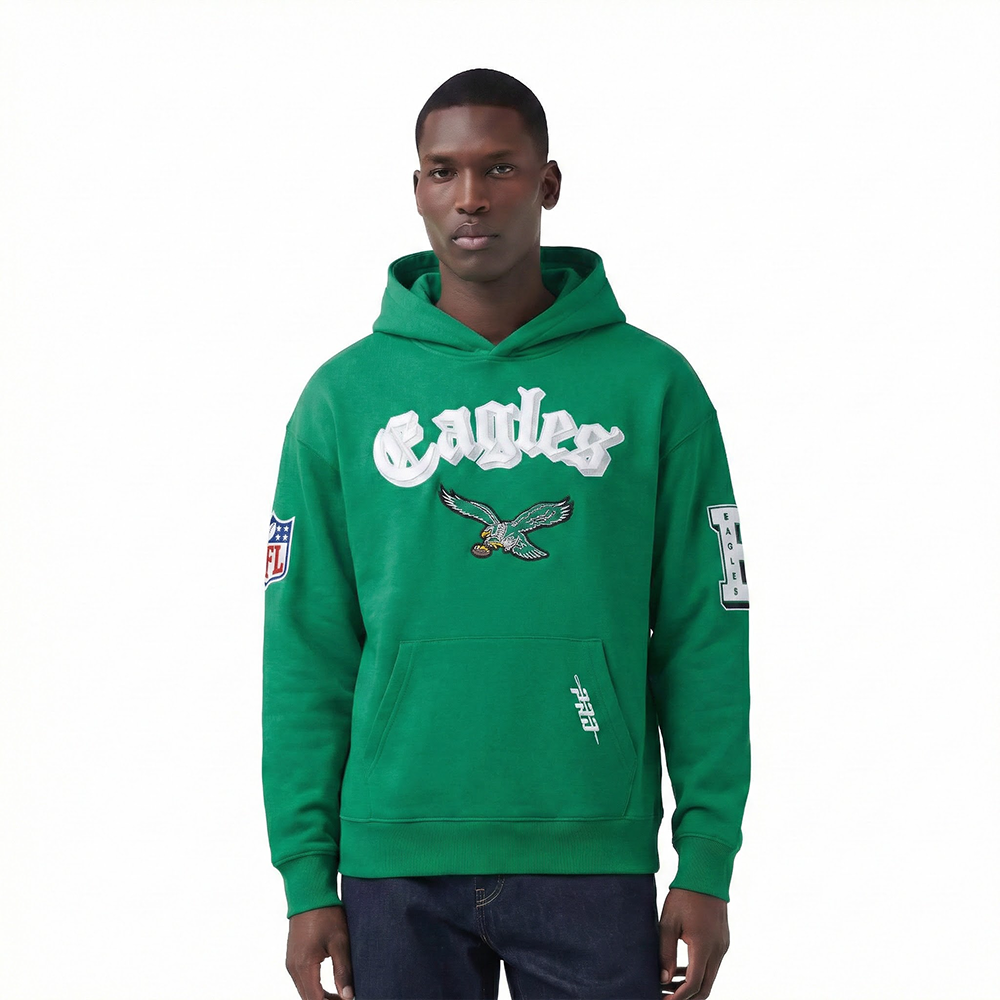 NFL PHILADELPHIA EAGLES BEST OF MEN'S DROP SHOULDER PO HOODIE (KELLY GREEN)