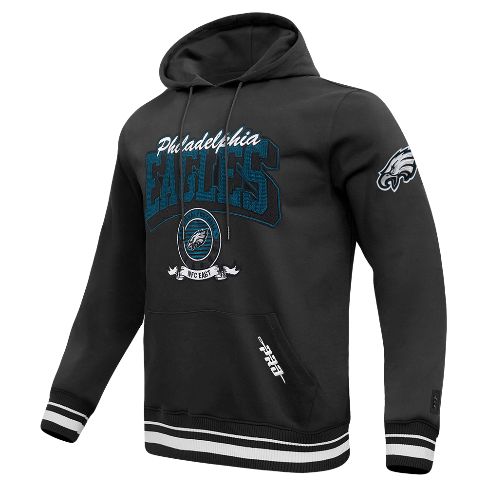 NFL PHILADELPHIA EAGLES TEAM BADGE MEN'S RIB FLC PO HOODIE (BLACK)