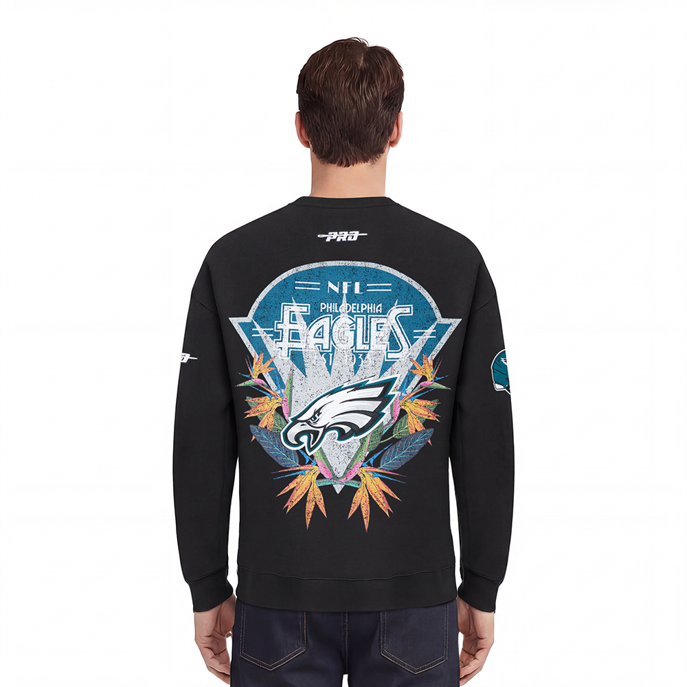 NFL PHILADELPHIA EAGLES PARADISE MEN'S CREWNECK SWEATSHIRT (BLACK)
