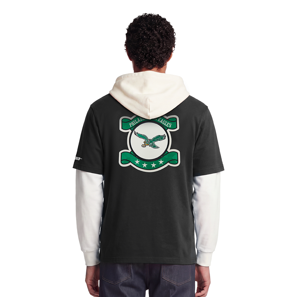 NFL PHILADELPHIA EAGLES ORIGINAL PLAYERS MEN'S PULL OVER HOODIE (BLACK/EGGSHELL)