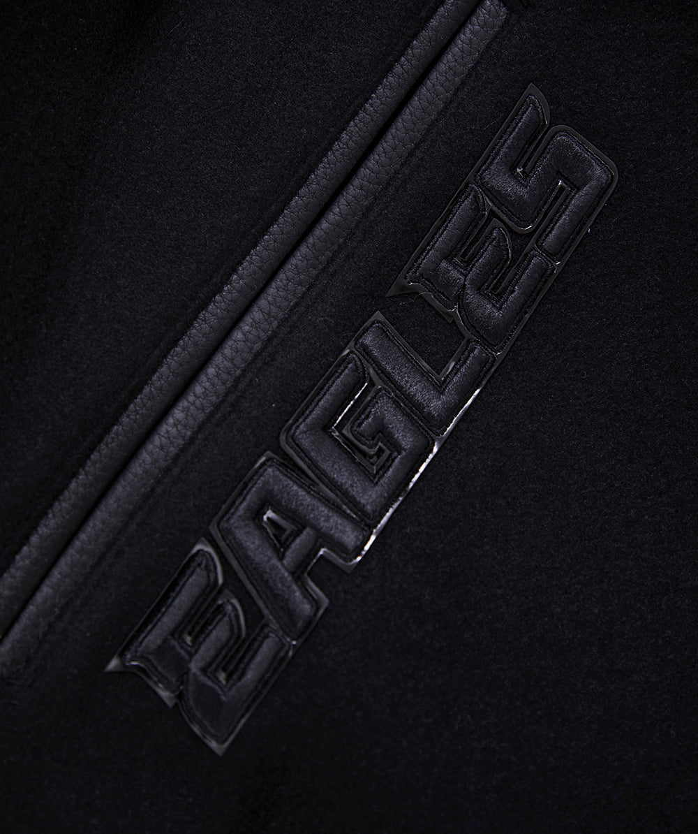 NFL PHILADELPHIA EAGLES TRIPLE BLACK MEN'S WOOL VARSITY JACKET (TRIPLE BLACK)