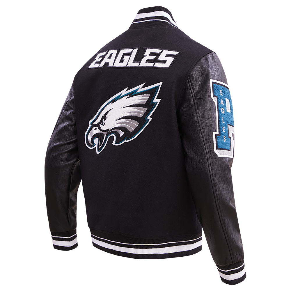 NFL PHILADELPHIA EAGLES MASHUP MEN'S RIB WOOL VARSITY JACKET (BLACK ...