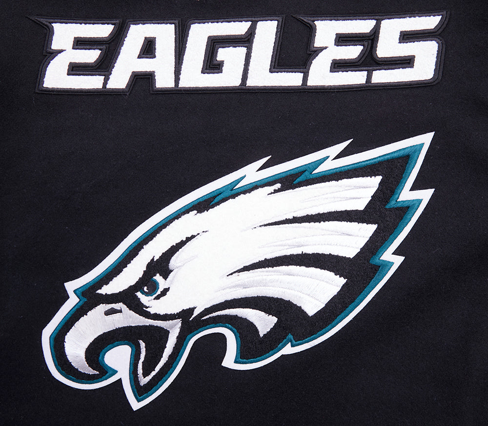 NFL PHILADELPHIA EAGLES MASHUP MEN'S RIB WOOL VARSITY JACKET (BLACK ...