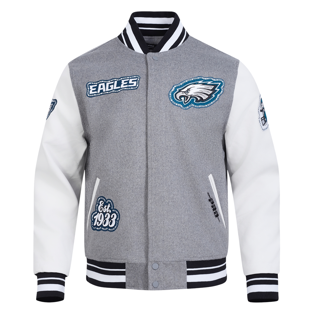 NFL PHILADELPHIA EAGLES DIY PICK STITCH MEN'S RIB WOOL VARSITY JACKE ...