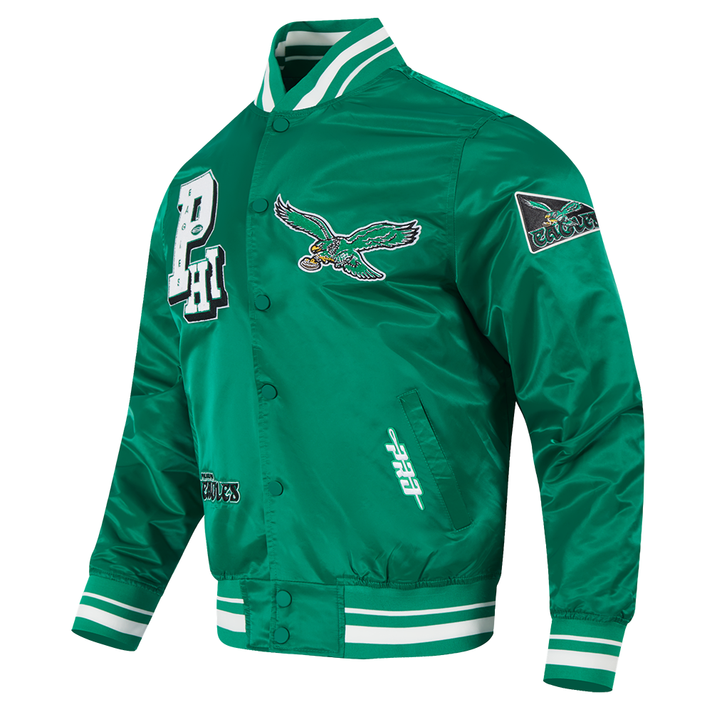 NFL PHILADELPHIA EAGLES BEST OF MEN'S RIB SATIN JACKET (KELLY GREEN)