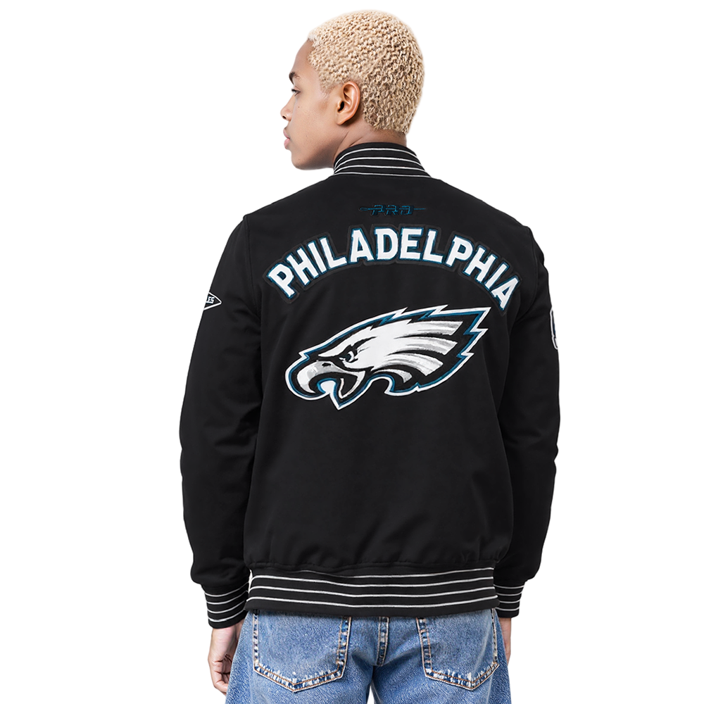 NFL PHILADELPHIA EAGLES PRO GAME DAY MEN'S DBL KNIT JACKET (BLACK/SILVER/WHITE)