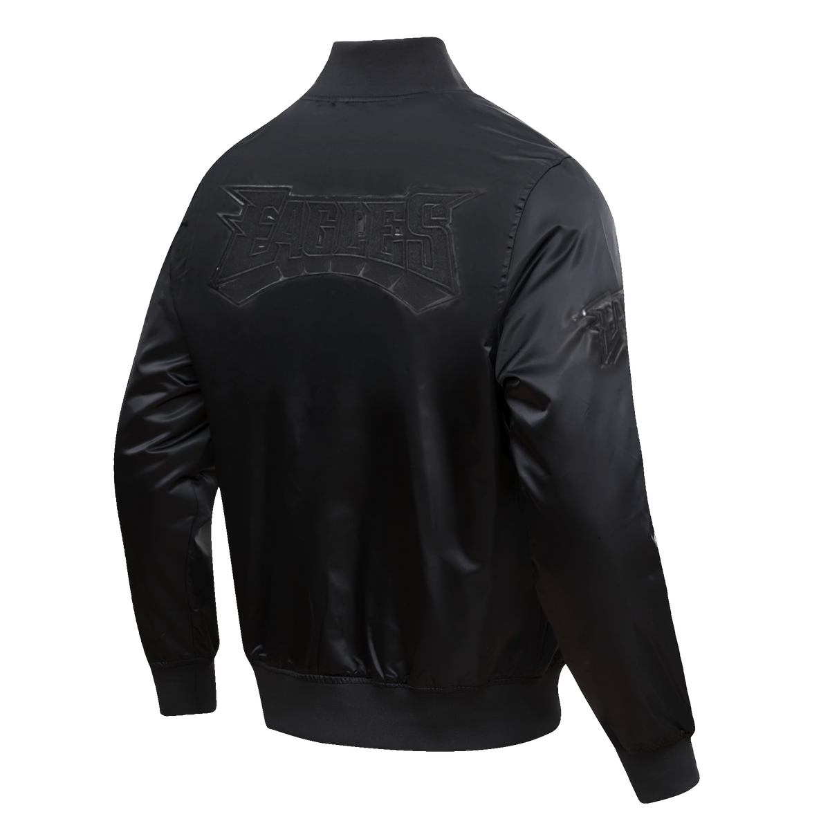 NFL PHILADELPHIA EAGLES CLASSIC 3BK MEN'S SATIN JACKET (TRIPLE BLACK)