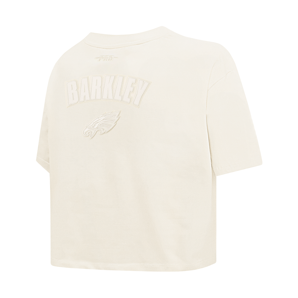 NFL PHILADELPHIA EAGLES SAQUON BARKLEY #26 NEUTRAL WOMEN'S SJ BOXY TEE (EGGSHELL)