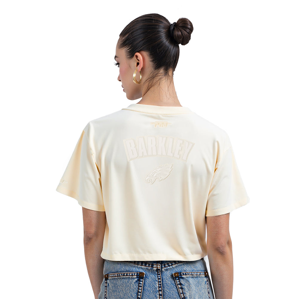 NFL PHILADELPHIA EAGLES SAQUON BARKLEY #26 NEUTRAL WOMEN'S SJ BOXY TEE (EGGSHELL)