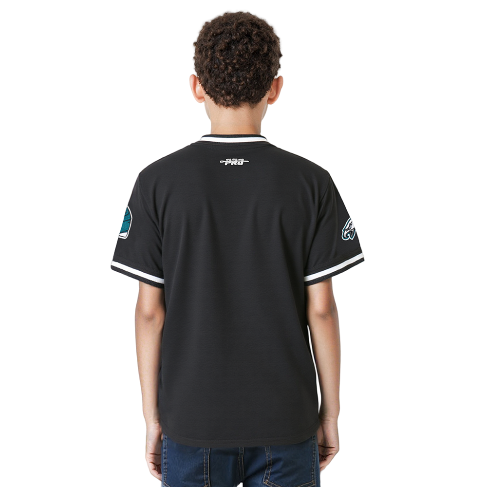NFL PHILADELPHIA EAGLES CLASSIC BIG BOYS SHORT SLEEVE STRIPED RIB TEE (BLACK)