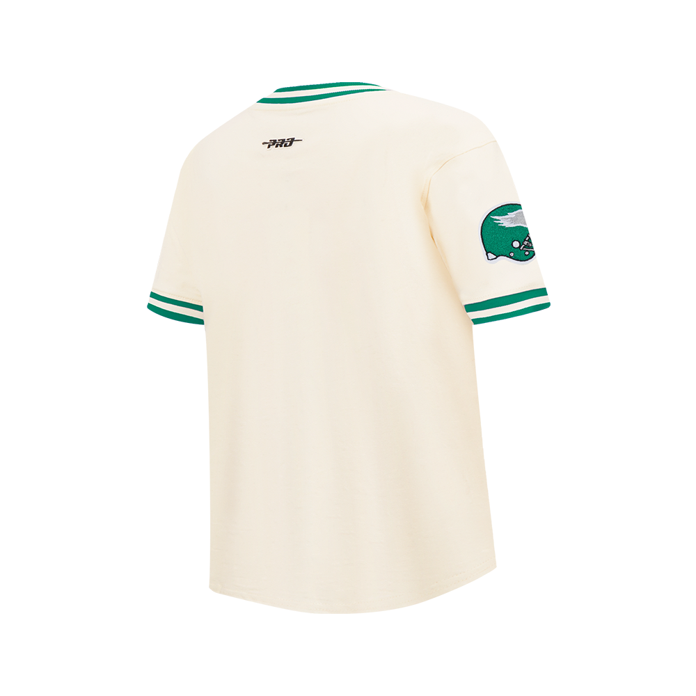 NFL PHILADELPHIA EAGLES RETRO CLASSIC BIG BOY'S SS STRIPED RIB TEE (EGGSHELL/ KELLY GREEN)