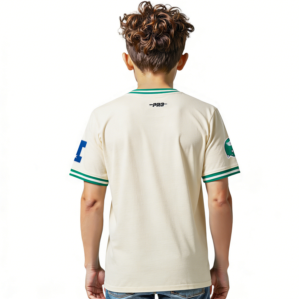 NFL PHILADELPHIA EAGLES RETRO CLASSIC BIG BOY'S SS STRIPED RIB TEE (EGGSHELL/ KELLY GREEN)