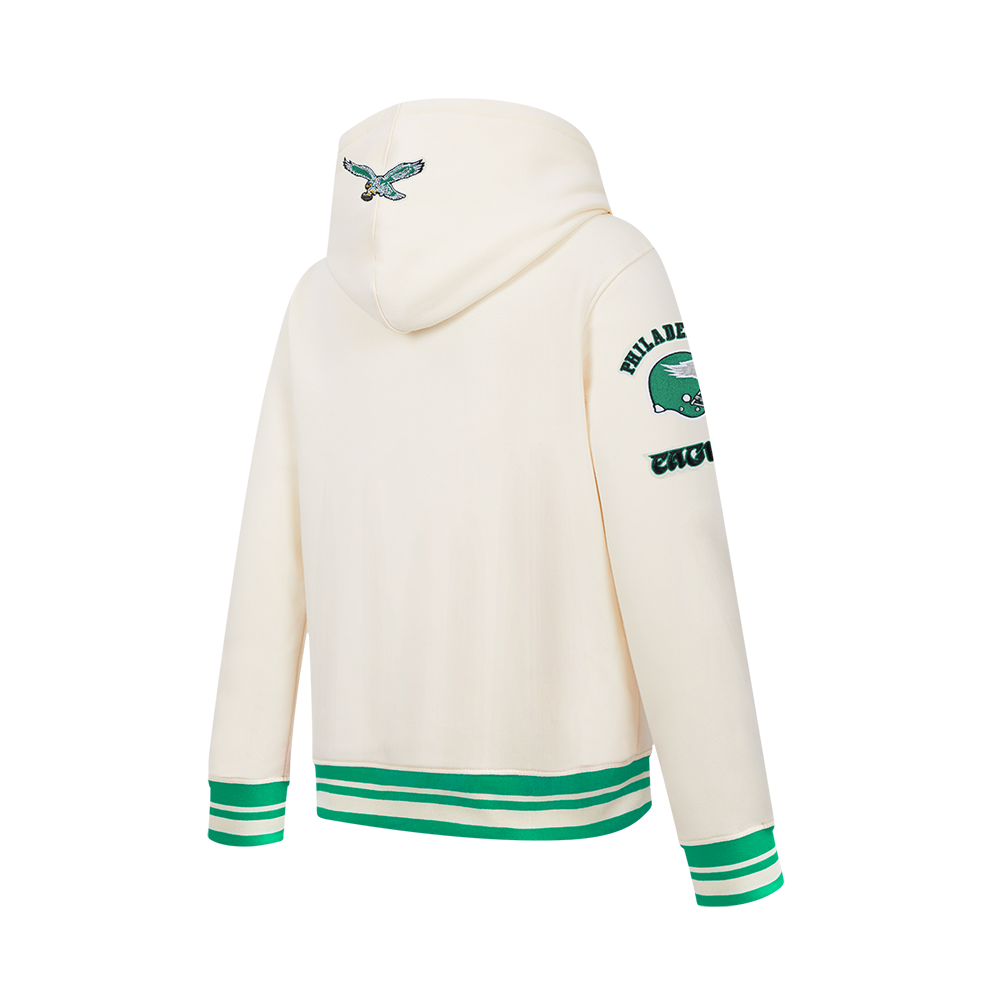 NFL PHILADELPHIA EAGLES RETRO CLASSICS BIG BOY'S RIB FLEECE PO HOODIE (EGGSHELL/ KELLY GREEN)