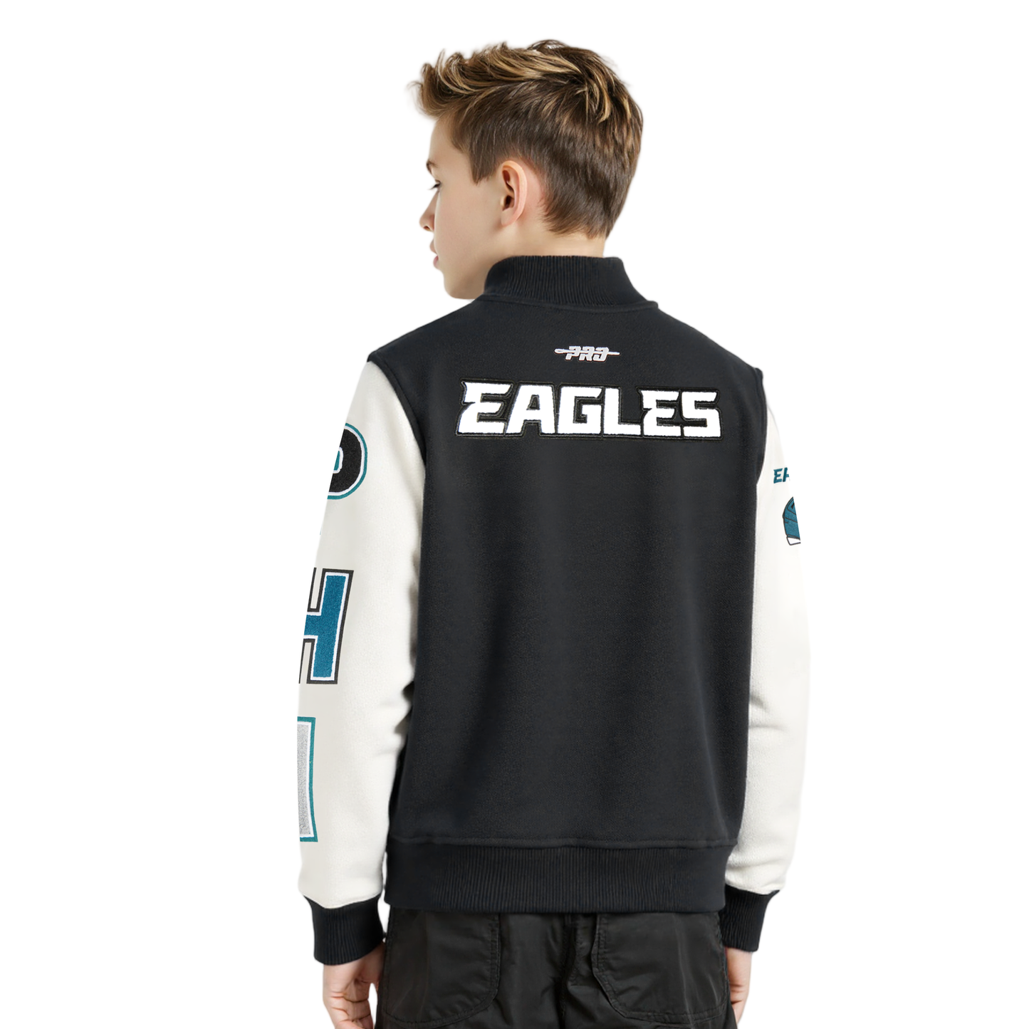 NFL PHILADELPHIA EAGLES CLASSIC BIG BOYS SATIN JACKET (BLACK)
