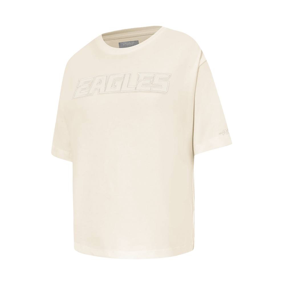 NFL PHILADELPHIA EAGLES NEUTRAL BIG GIRLS SHORT SLEEVE BOXY TEE (EGGSHELL)