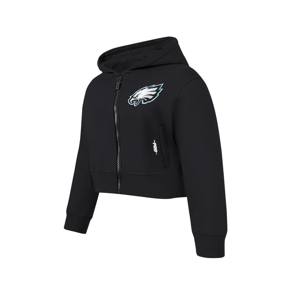 NFL PHILADELPHIA EAGLES CLASSIC BIG GIRLS FLEECE FULL ZIP HOODIE (BLACK)