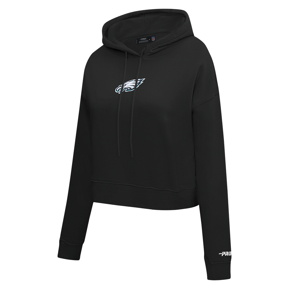 NFL PHILADELPHIA EAGLES WINGSPAN WOMEN'S FLC CROPPED PO HOODIE (BLACK)