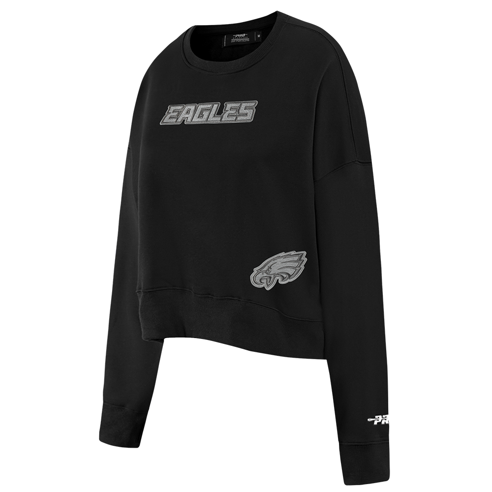 NFL PHILADELPHIA EAGLES REVERSE FRENCH TERRY WOMEN'S FLEECE CREWNECK (BLACK)