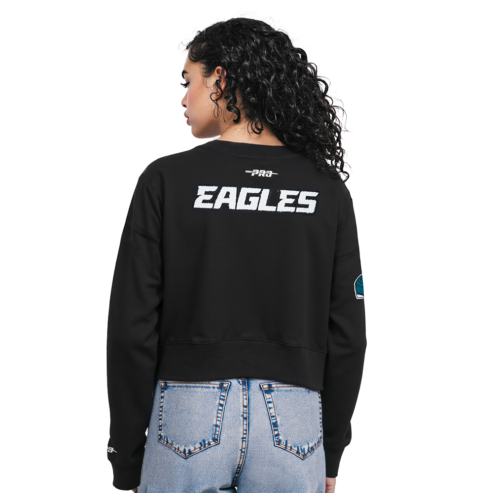 NFL PHILADELPHIA EAGLES JALEN HURTS #1 CLASSIC PNN WOMEN'S FLC CREWNECK (BLACK)