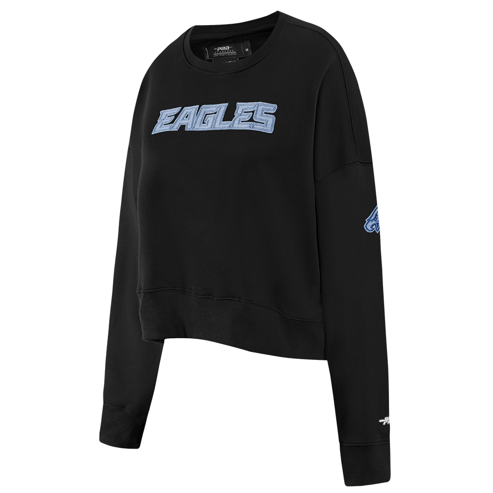 NFL PHILADELPHIA EAGLES VARSITY BLUES WOMEN'S W CREWNECK (BLACK)