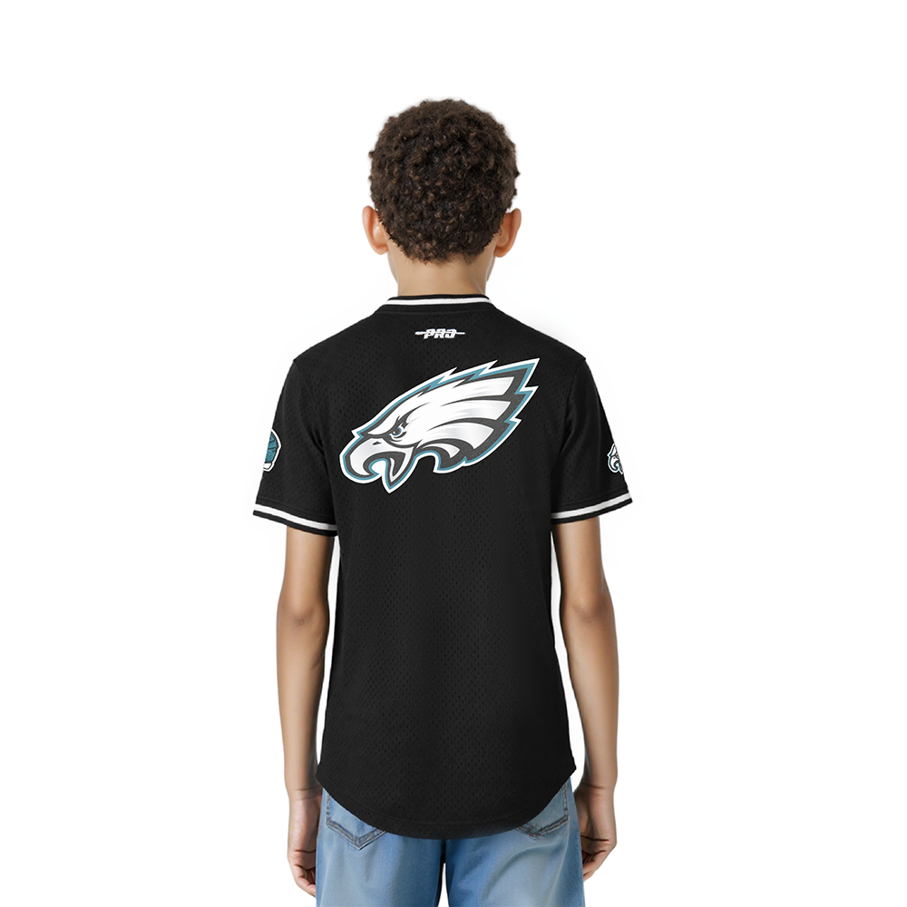 NFL PHILADELPHIA EAGLES CLASSIC LITTLE BOYS SHORT SLEEVE MESH TEE (BLACK)