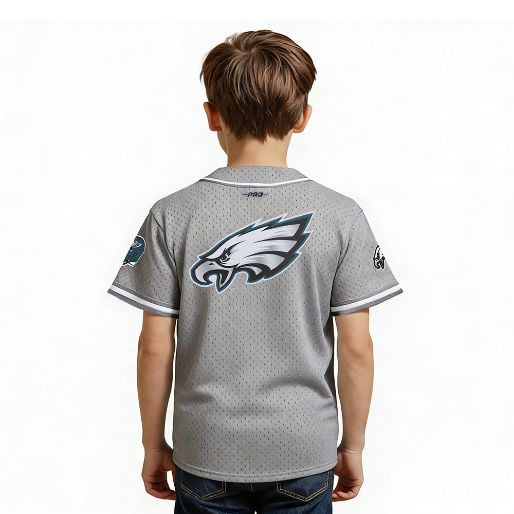 NFL PHILADELPHIA EAGLES CLASSIC LITTLE BOY'S MESH BUTTON DOWN SHIRT (GRAY)