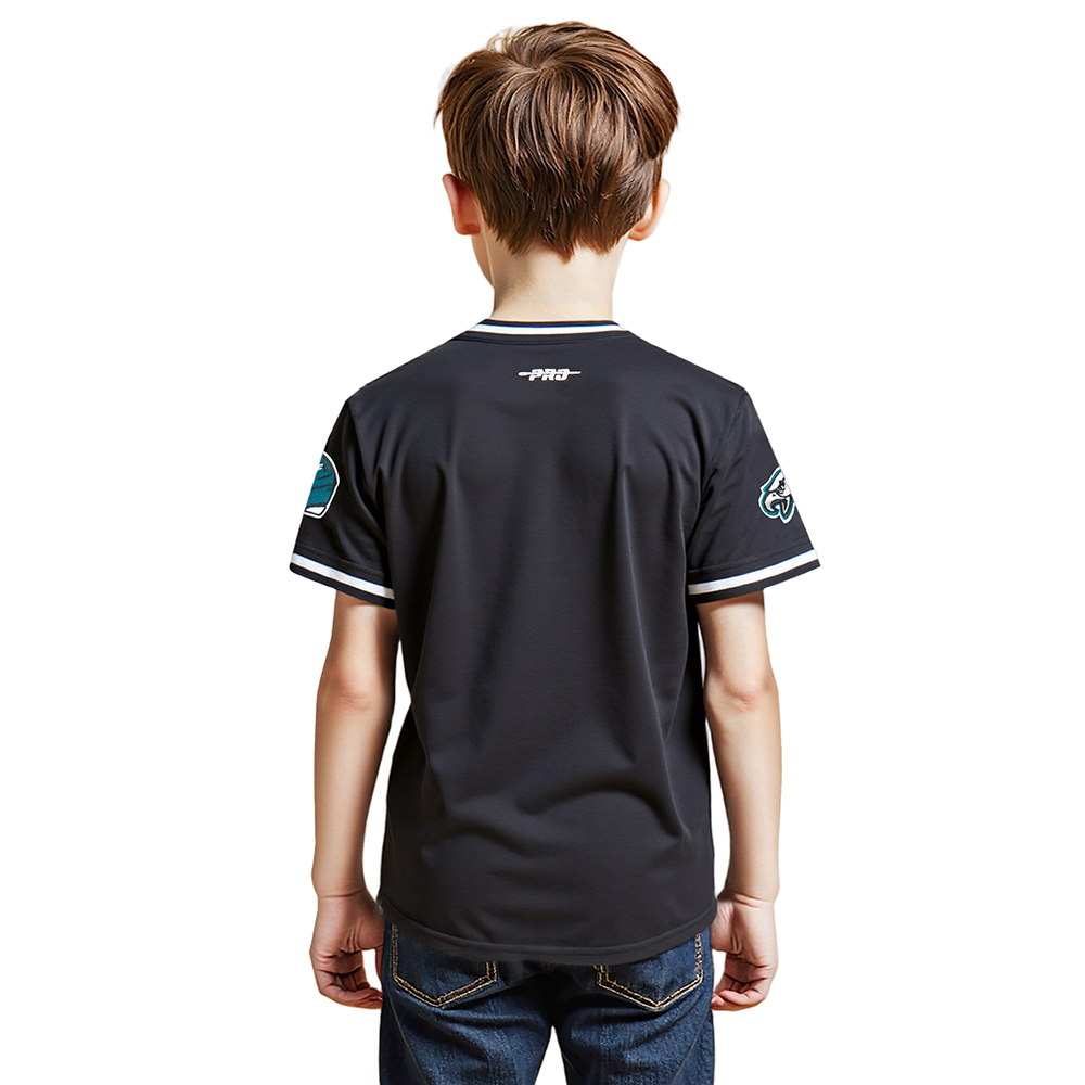 NFL PHILADELPHIA EAGLES CLASSIC LITTLE BOYS SHORT SLEEVE STRIPED RIB TEE (BLACK)