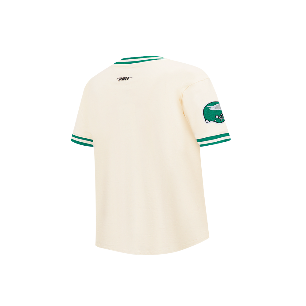 NFL PHILADELPHIA EAGLES RETRO CLASSIC LITTLE BOY'S SS STRIPED RIB TEE (EGGSHELL/ KELLY GREEN)